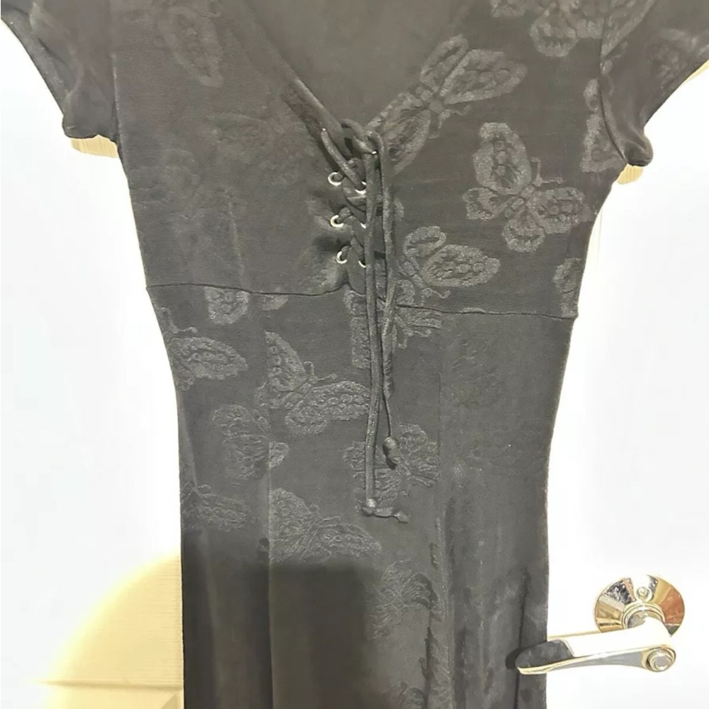 Vintage Zanoni 90s Dress Juniors V-Neck w/Ties Black - Dry Clean Only - Small